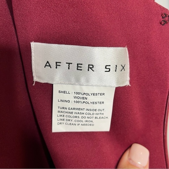 After Six Bow One Shoulder Gown Trumpet Dress Burgundy Size 18 Style 6769 - Picture 8 of 8